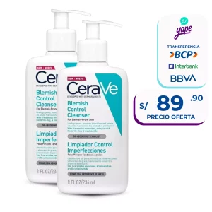 Dúo CeraVe Blemish Control Cleanser 236ml: dos limpiadores para piel mixta a grasa con tendencia al acné.