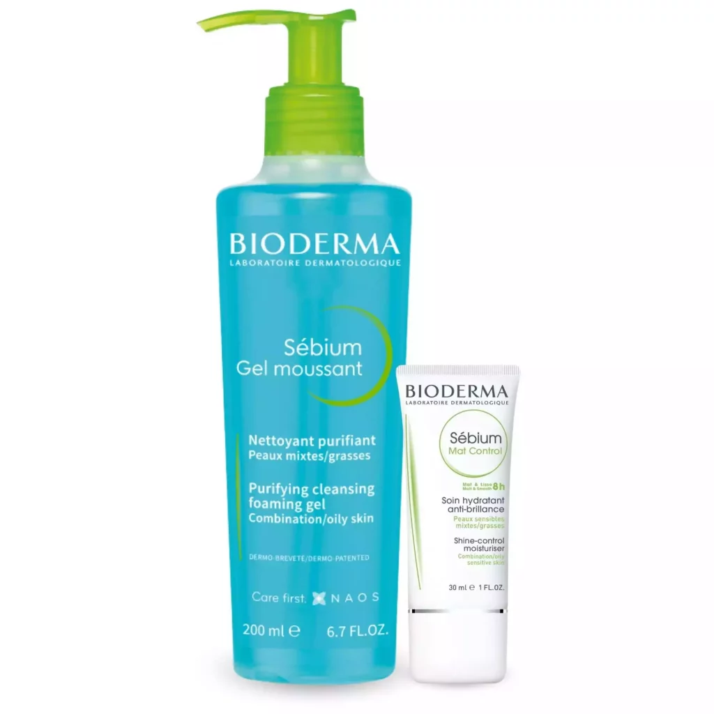 Dúo para pieles Mixtas Bioderma: Sebium Gel Moussant y Sebium Mat Control.