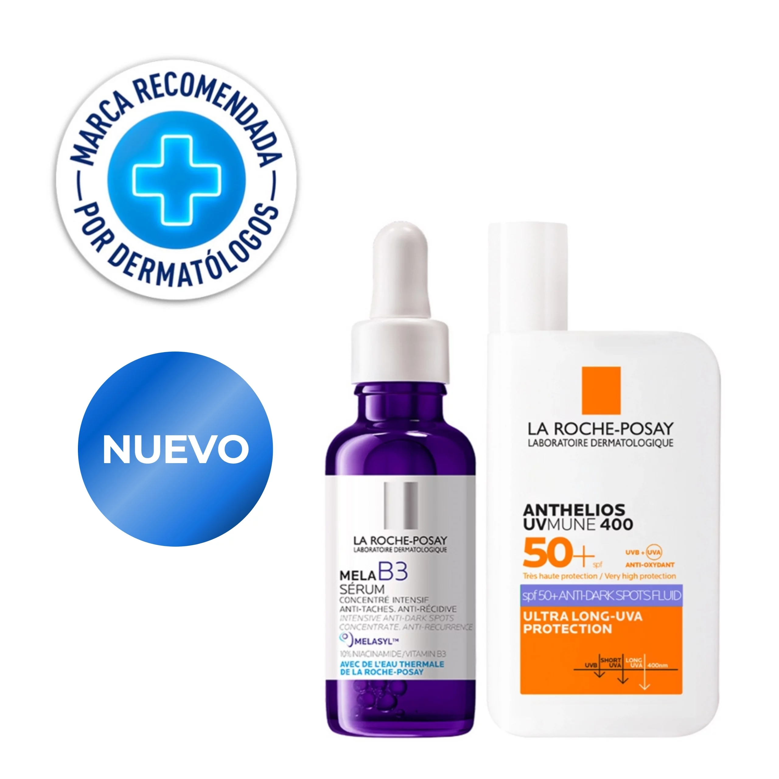 Dúo Antimanchas La Roche-Posay Mela B3 Sérum y Anthelios UV Mune 400 SPF50+