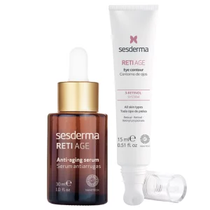 Dúo Retiage Sérum y Contorno de Ojos Punta Cerámica con potente acción antiarrugas.