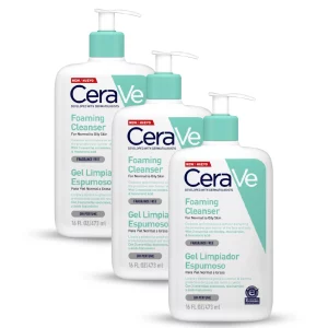 Set de 3 Foaming Cleanser CeraVe 473ml para pieles mixtas a grasas