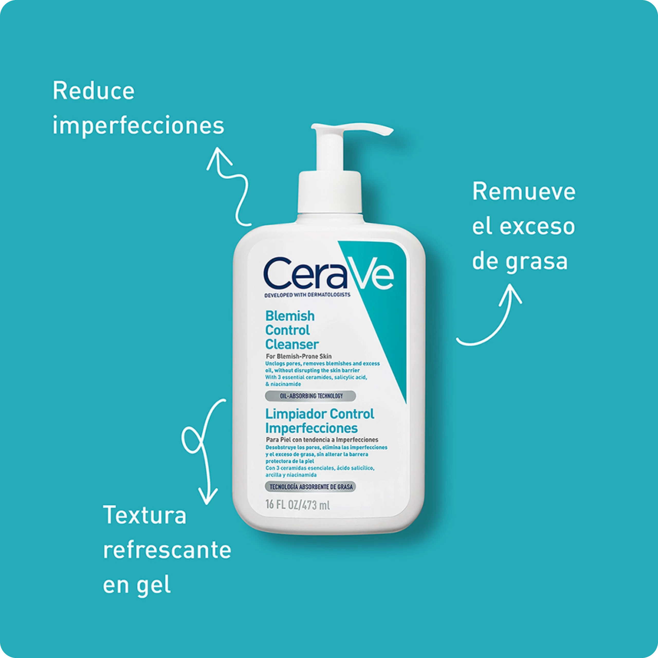 CeraVe Gel Limpiador Anti-imperfecciones Blemish Control 473ml - Imagen 7