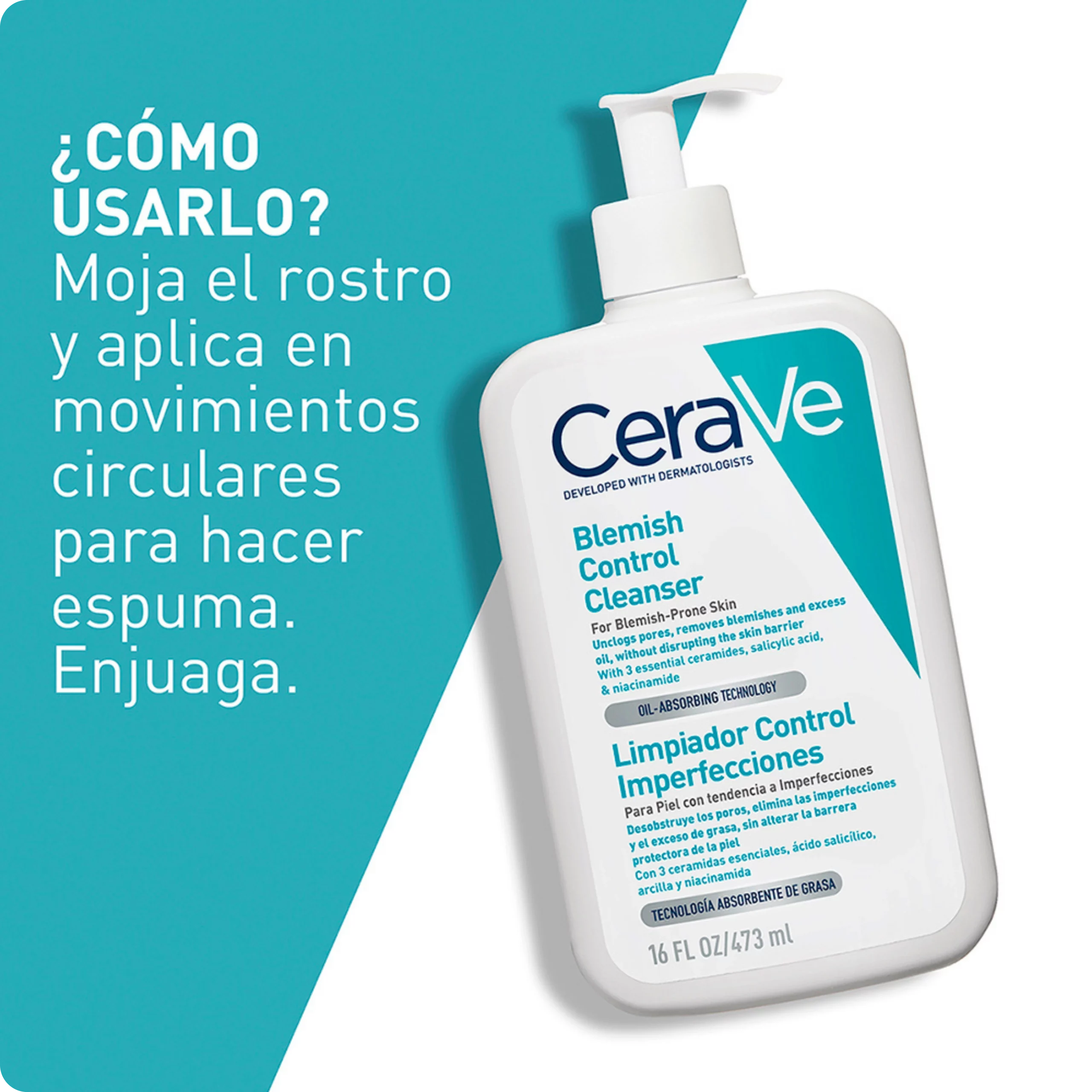 CeraVe Gel Limpiador Anti-imperfecciones Blemish Control 473ml - Imagen 8